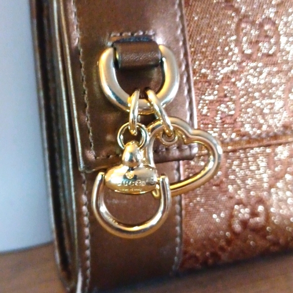 *SOLD* New Gucci Canvas GG gold gradient Continental long wallet with charms - Picture 3 of 14